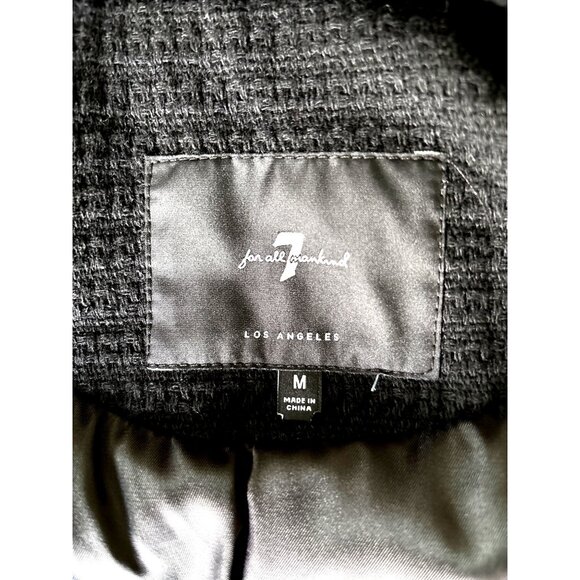 7 For All Mankind Dress Blazer Size Medium Crest Shank Buttons Black Formal 7FAM - Picture 9 of 10